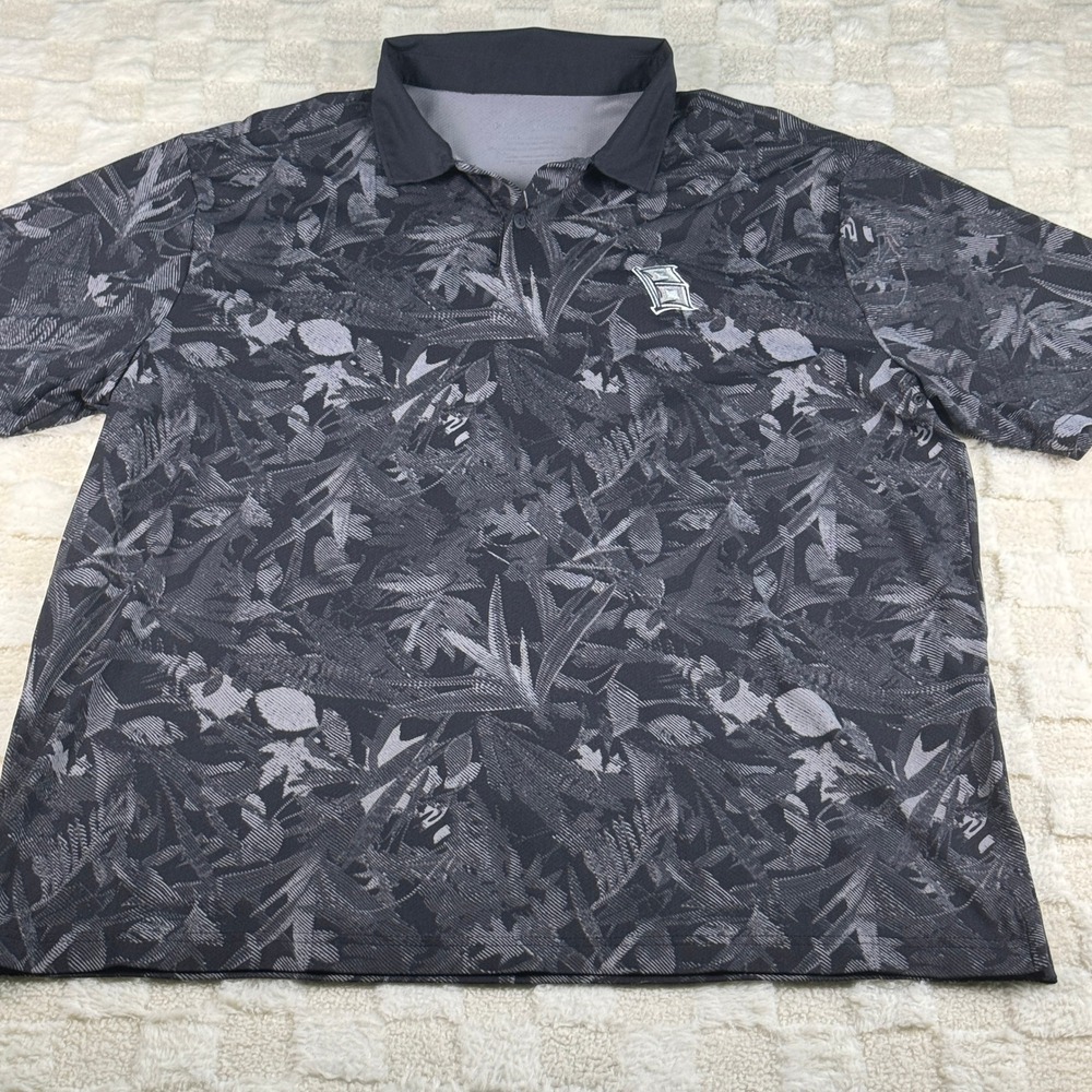 Under Armour Iso-Chill Polo Mens XL Black Grey Tropical Botanical UM0971 Golf
